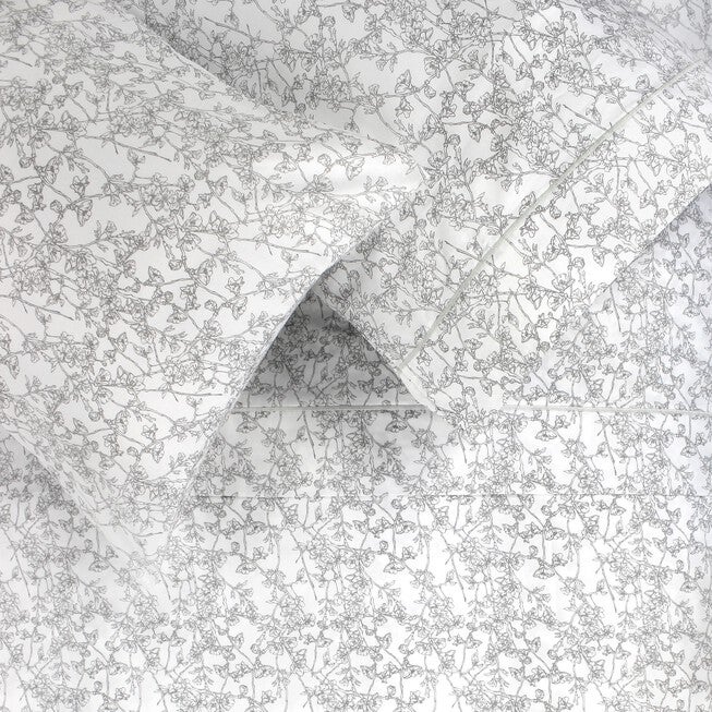 Cherry Blossom Cotton Sheet Set, GREY, hi-res image number 0