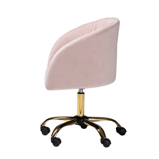 Ravenna Contemporary Glam And Luxe Aqua Velvet Fabric And Gold Metal Swivel Office Chair, , alternate image number 8