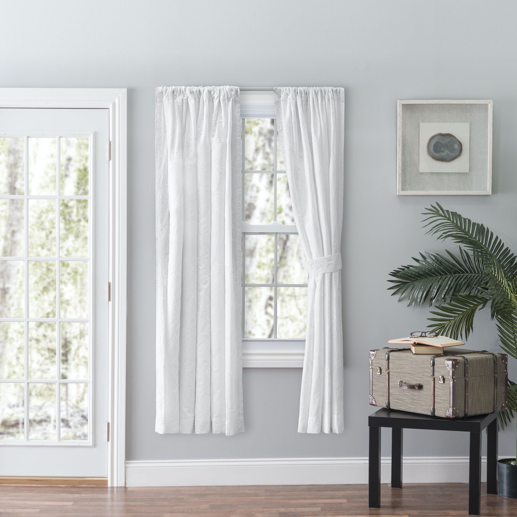 Eva Candlewick Tailored Pair With Tiebacks, WHITE, hi-res image number 0