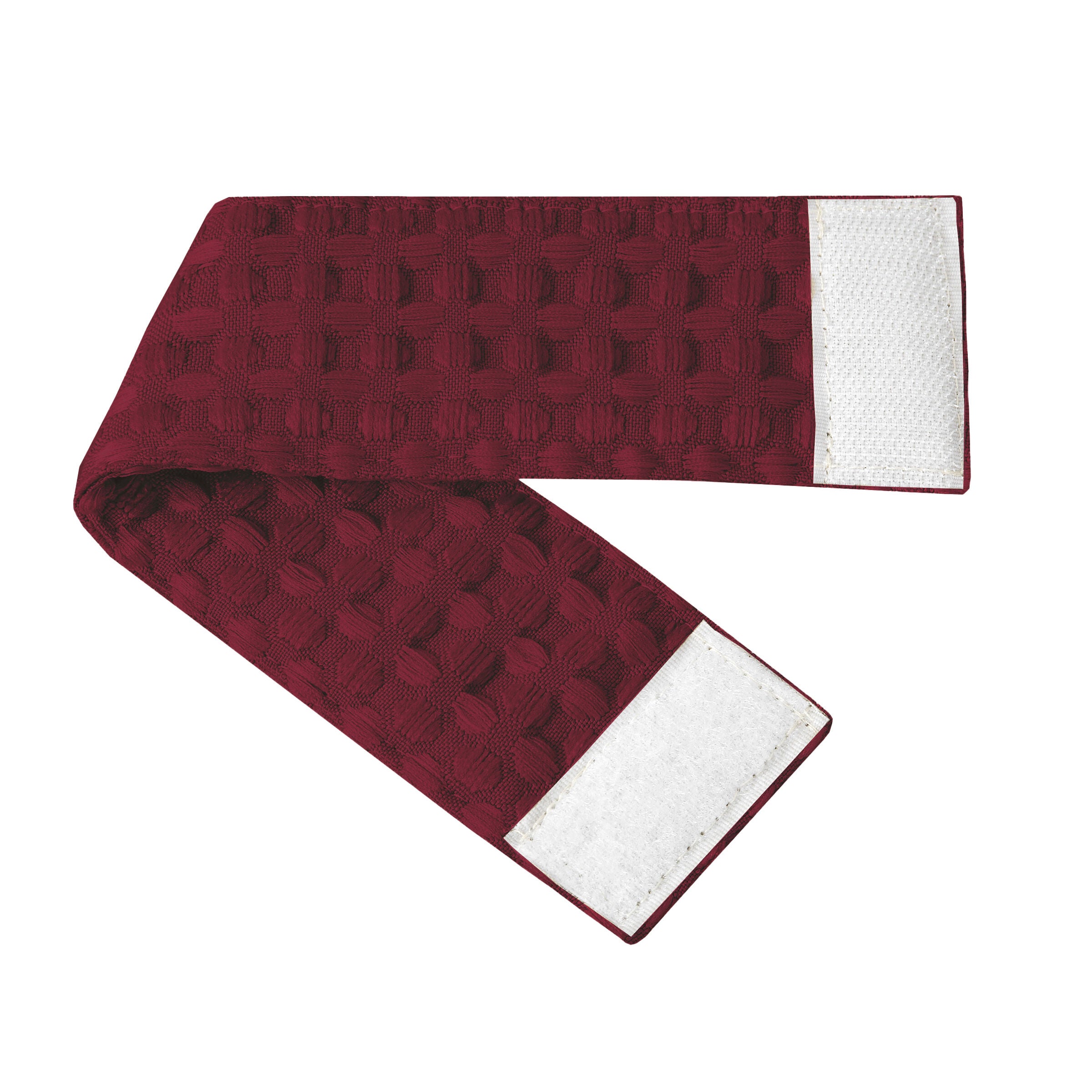 Allegra Waffle Texture Window Curtain Panel with Attached Valance, BURGUNDY, alternate image number 2