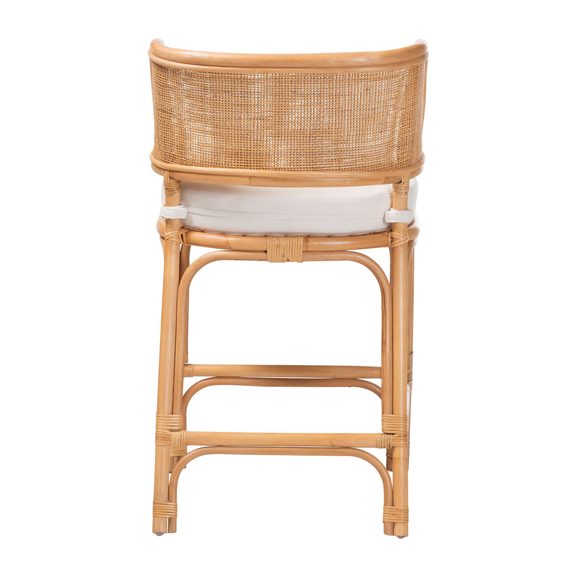 Ottis Natural Rattan Counter Stool with Cushion, HONEY, alternate image number 4