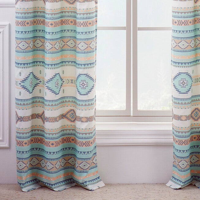 Phoenix Turquoise Curtain Panel Pair, , alternate image number 2