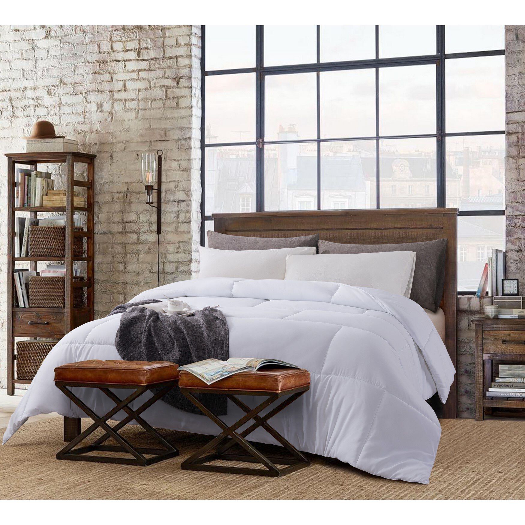 Subway Tile Down Alternative Comforter, White, WHITE, hi-res image number 0