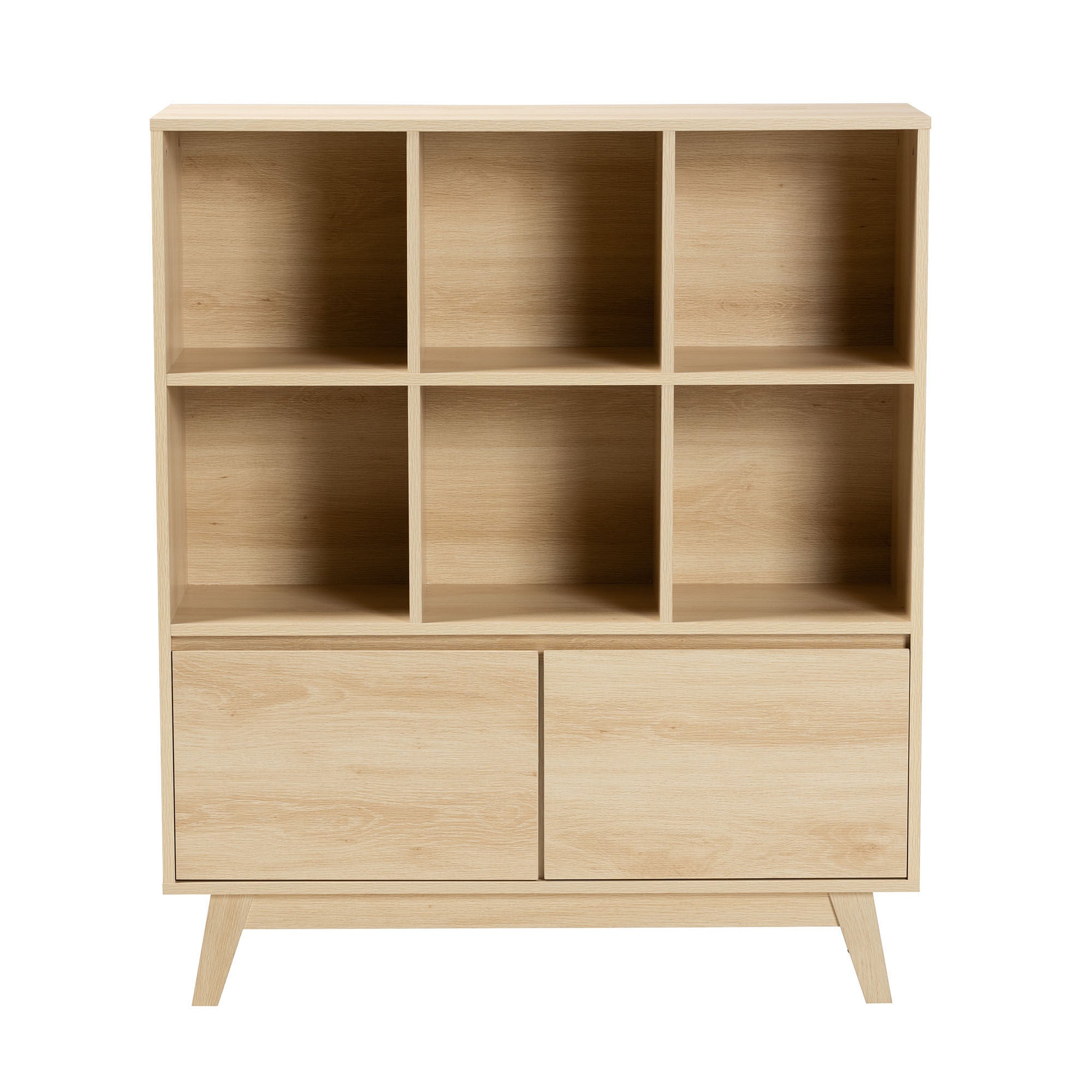 Danina Japandi Oak Brown Finished Wood Bookshelf, OAK BROWN, alternate image number 4