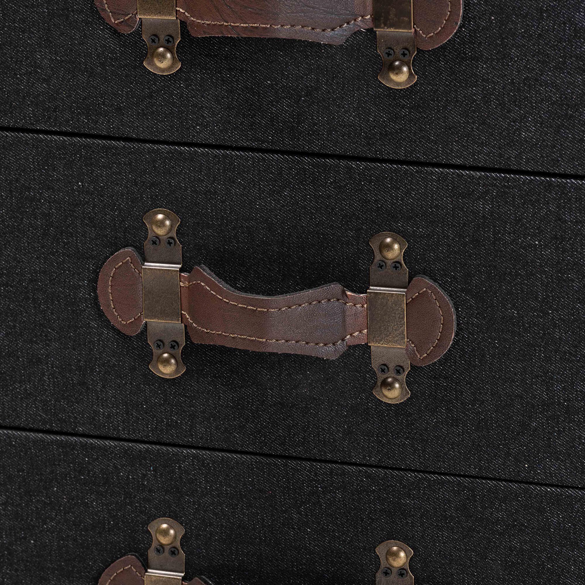 Jaelyn Vintage Black Canvas 4-Drawer End Table, BLACK, alternate image number 6