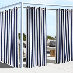 Outdoor Decor Coastal Stripe Outdoor Single Grommet Curtain Panel