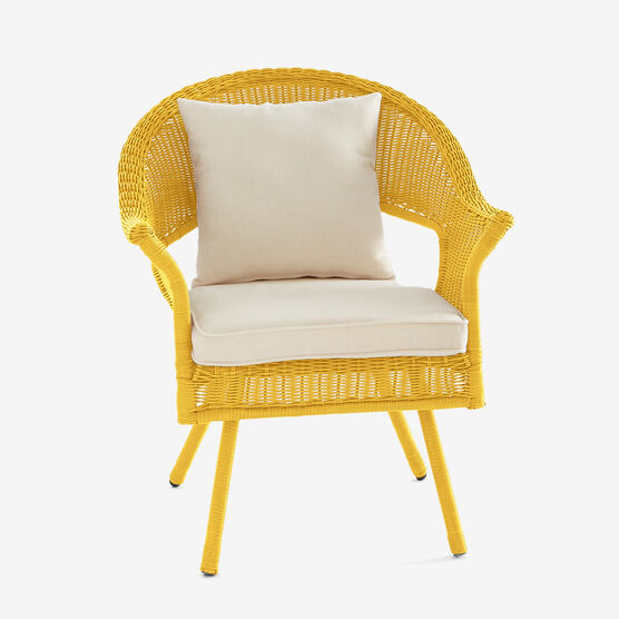 Roma Hand-Woven Resin Wicker Stacking Chair, LEMON, hi-res image number null