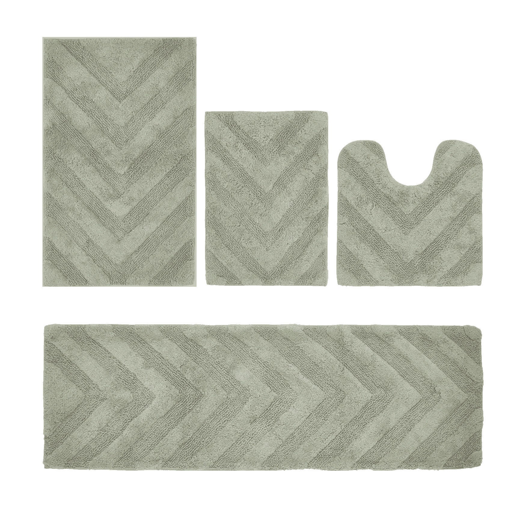 Hugo Collection 100% Cotton 4 Piece (17 inches X 24 inches | 20 inches X 20 inches | 21 inches X 34 inches | 20 inches X 60 inches) Bath Rug Set, SAGE, hi-res image number 0