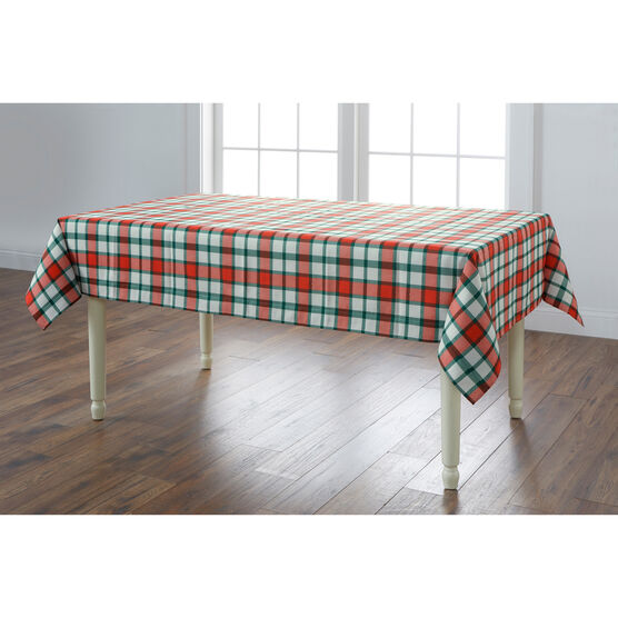 HOLIDAY KITCHEN 60" X 104" PLAID TABLECLOTH, PLAID, hi-res image number null