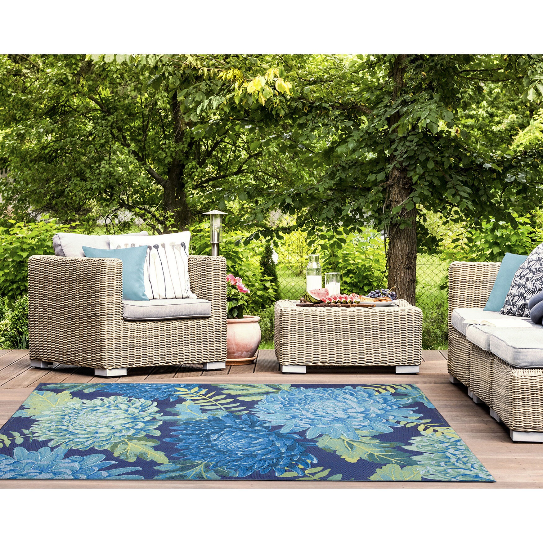 Liora Manne Marina Mum Indoor/Outdoor Area Rug Blue 7 feet 10 inches x 9 feet 10 inches, , alternate image number 10