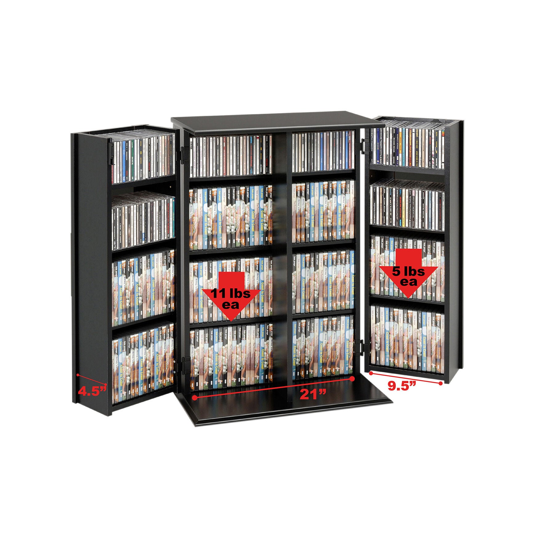Locking Media Storage Cabinet with Shaker Doors, , on-hover image number 1