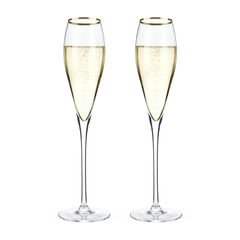 Gold-Rimmed Crystal Champagne Flutes