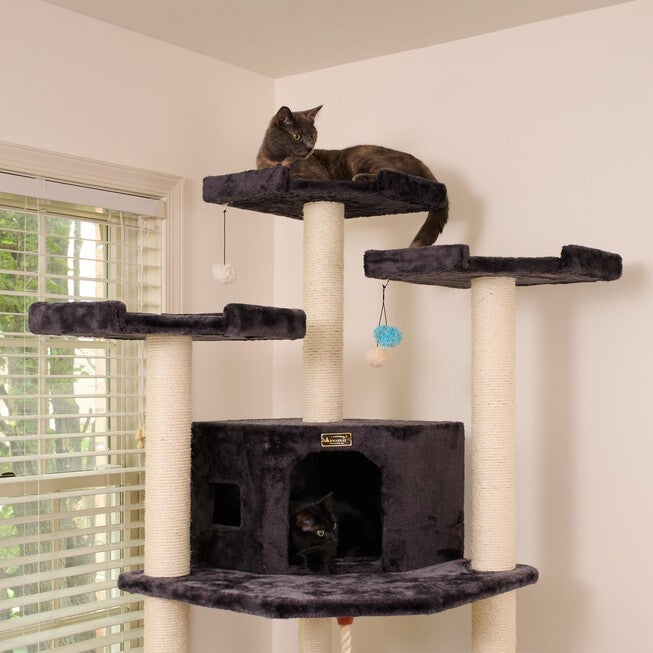 82 Inches Multi-Level Big Cat Tree. Tall Multi-Cats Tower with 2 Big Cat Condos A8202, DARK GRAY, alternate image number null