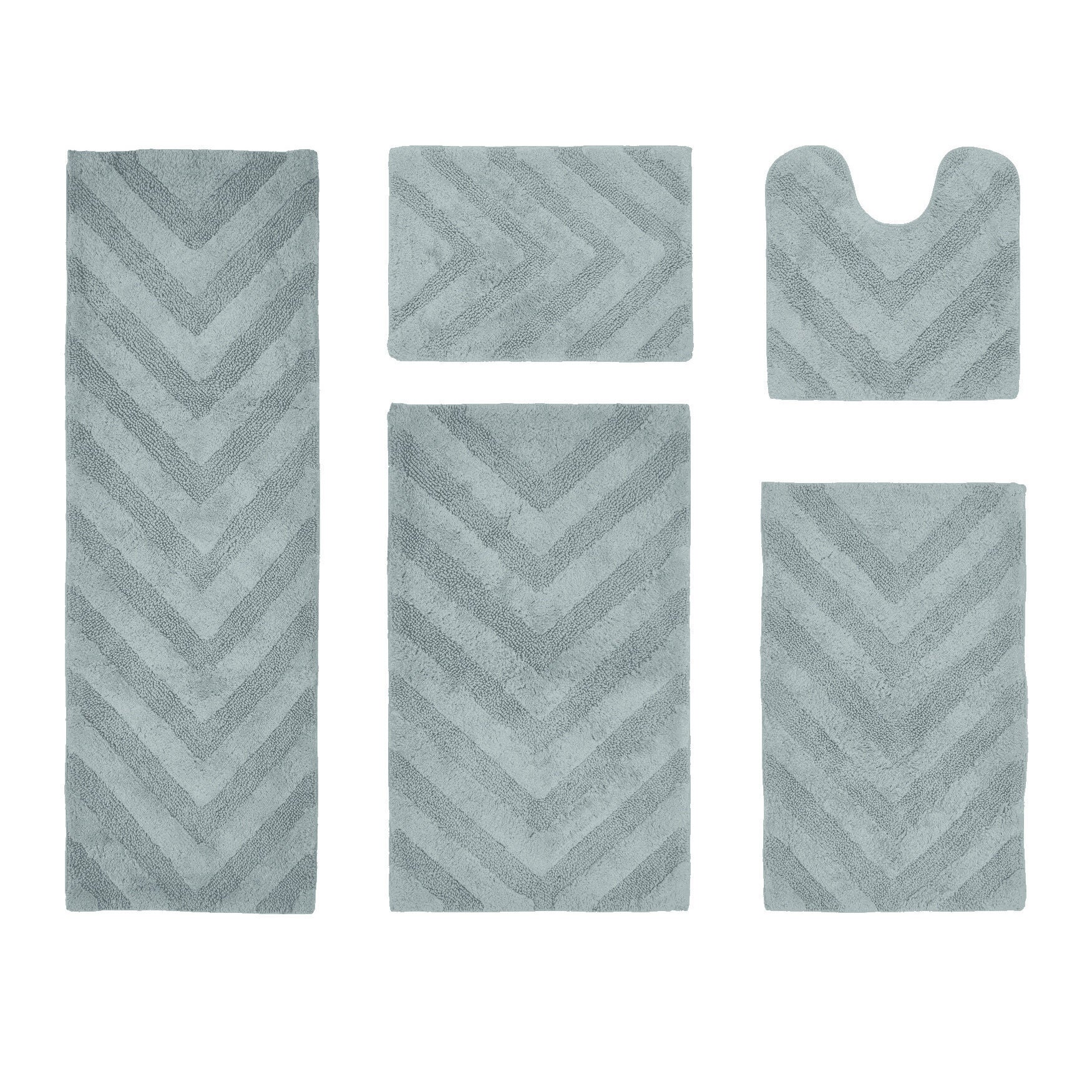Hugo Collection 100% Cotton 5 Piece (17 inches X 24 inches | 20 inches X 20 inches | 21 inches X 34 inches | 24 inches X 40 inches | 20 inches X 60 inches) Bath Rug Set, BLUE, hi-res image number 0