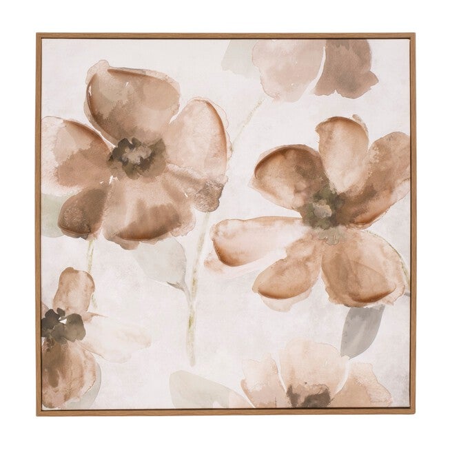 Wood Floral Block Plaque (Set of 2), WHITE BROWN, alternate image number 1