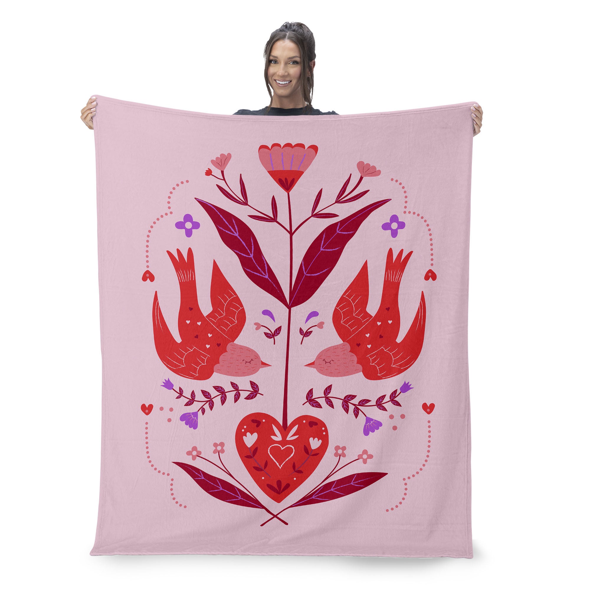 Valentine's Day Flying Birds Silk Touch Throw Blanket 50x60 Inches, FLYING BIRDS, on-hover image number 1