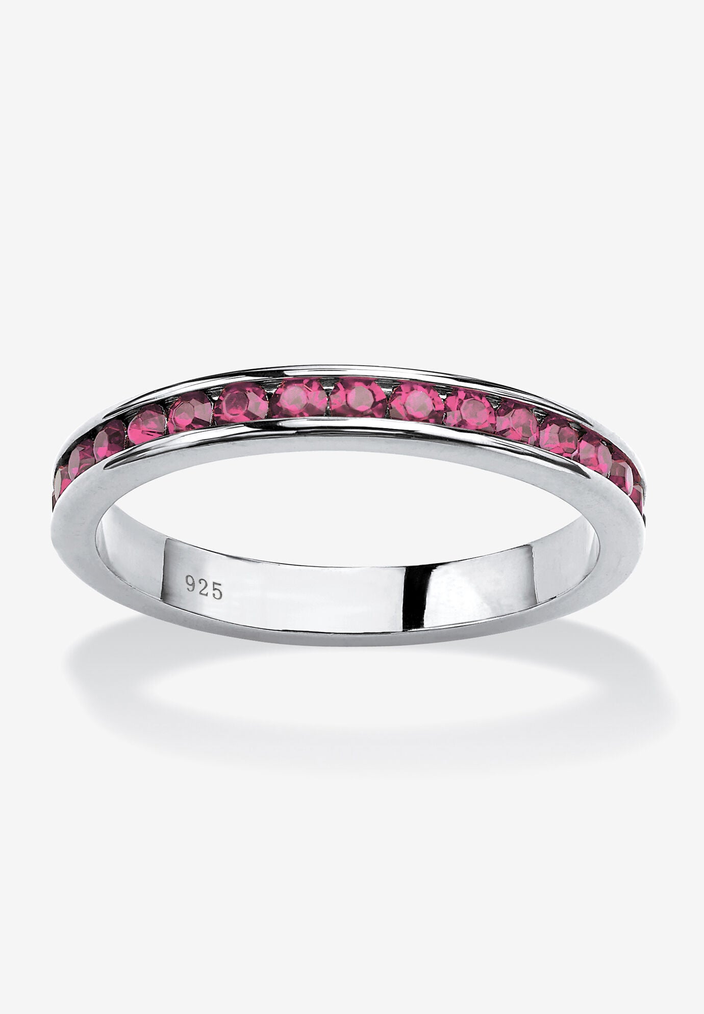 Sterling Silver Simulated Birthstone Stackable Eternity Ring, JUNE, hi-res image number 0