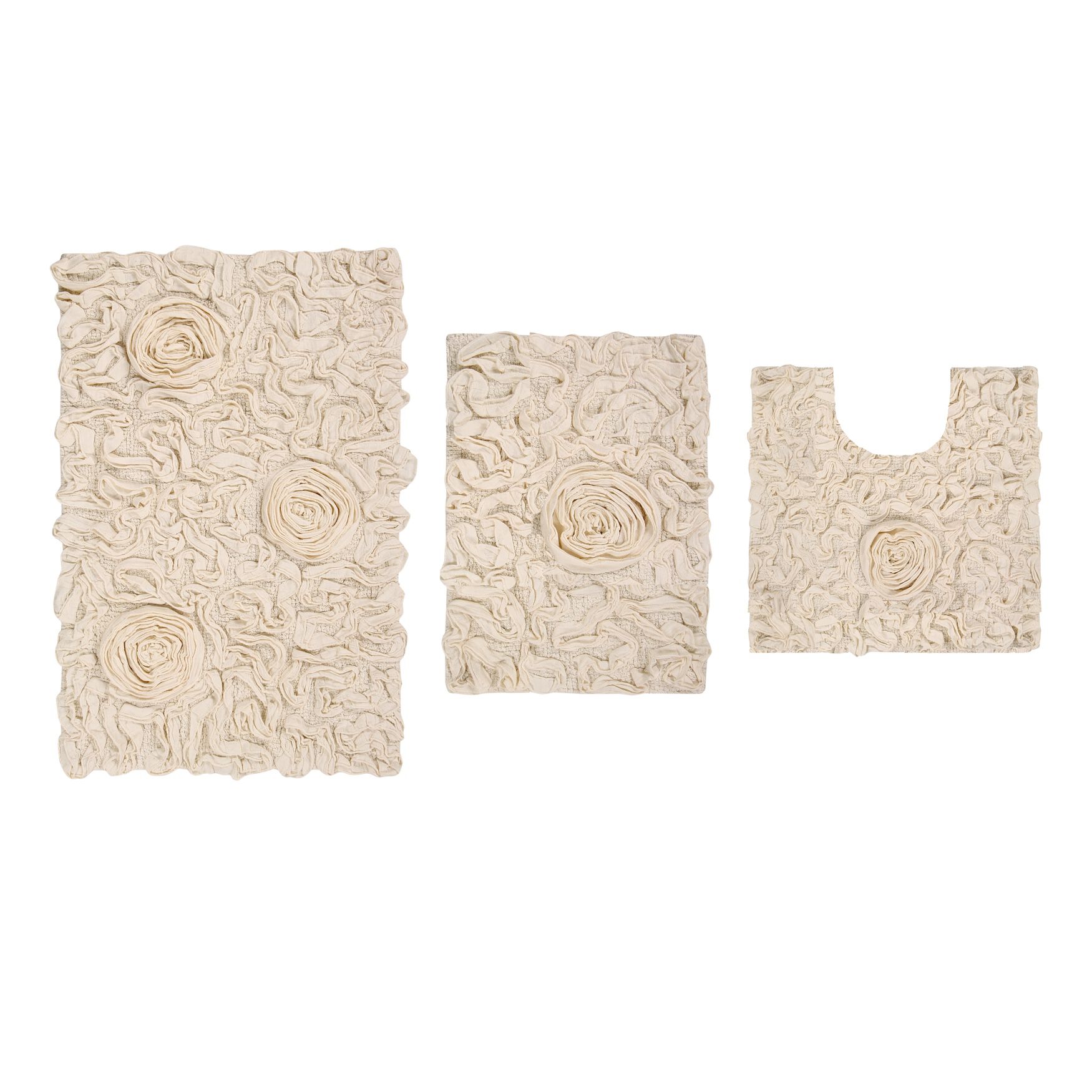 Bellflower 3-Pc. Bath Rug Set, IVORY, hi-res image number 0