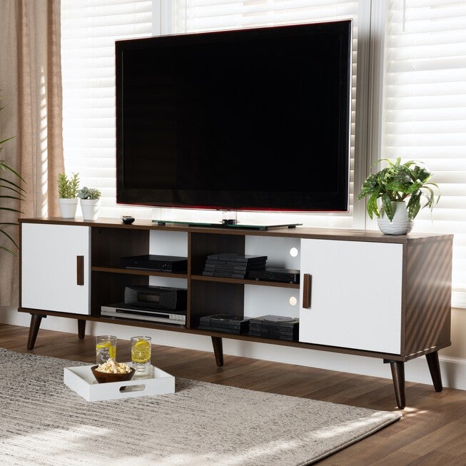 Quinn Mid-Century Modern 2-Door Wood Tv Stand Furniture, , alternate image number 6