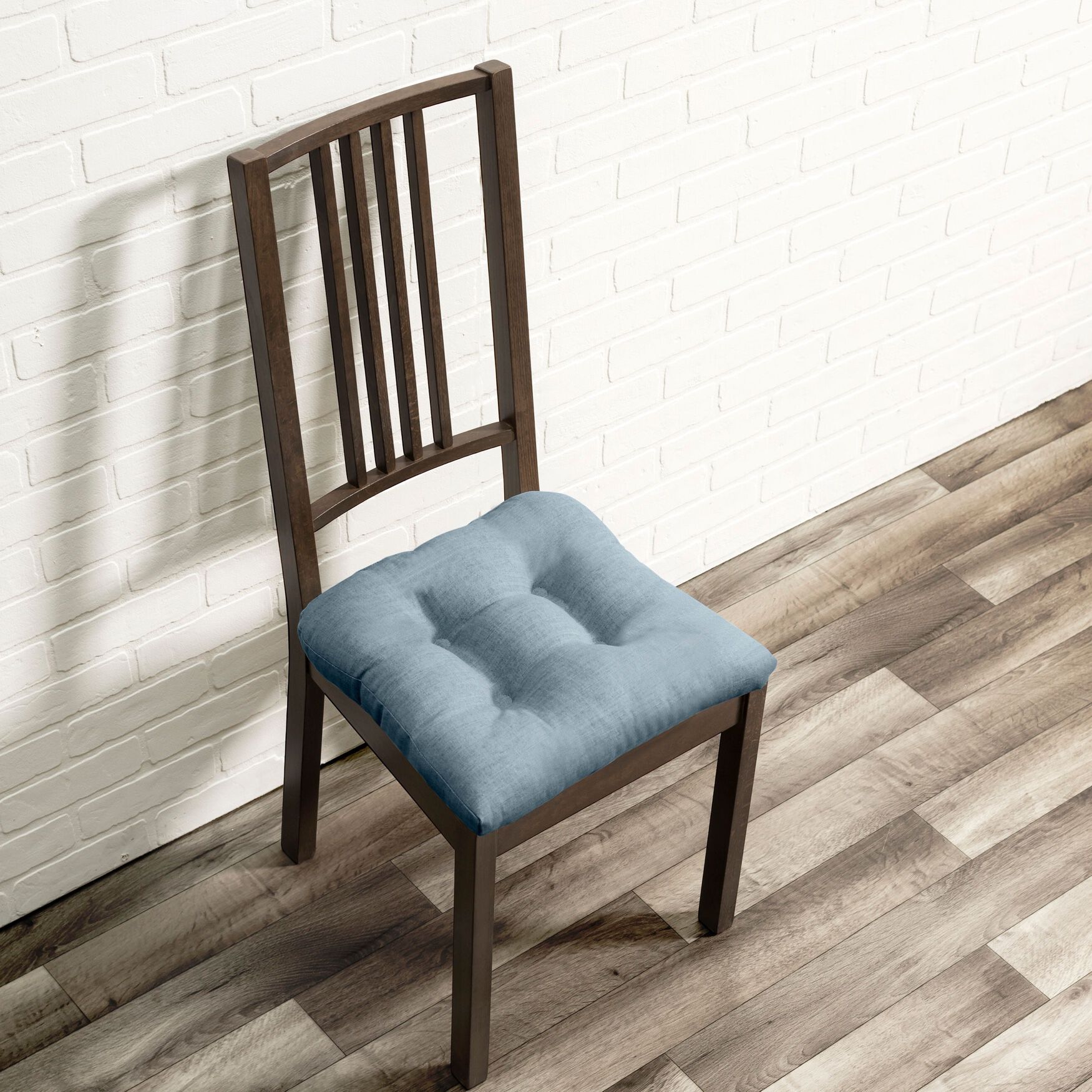 Lisa Solidtextured Non Skid Chairpad, DUSTY BLUE, hi-res image number 0