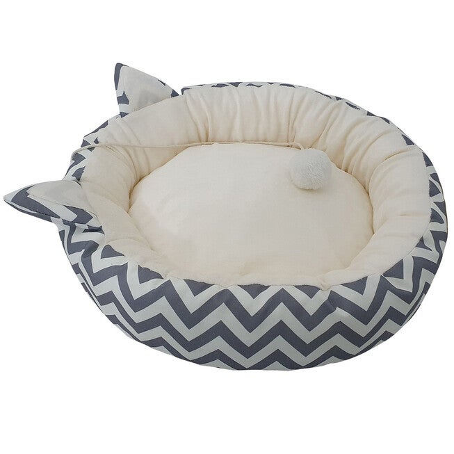 Chevron Printing poly-cotton cozy round cat bed , 21 inch, , alternate image number 2