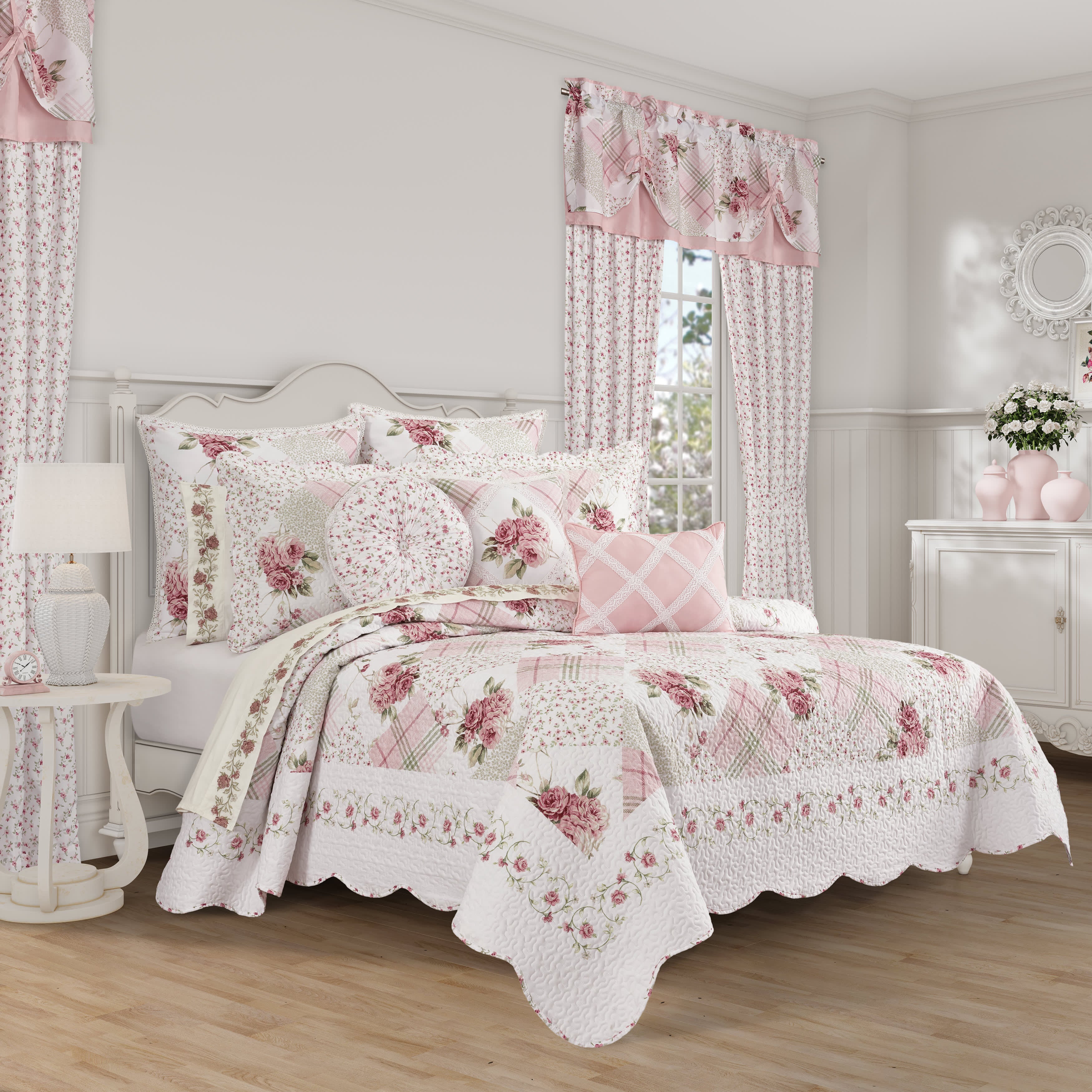 Bungalow 3 Piece Quilt Set, ROSE, hi-res image number 0