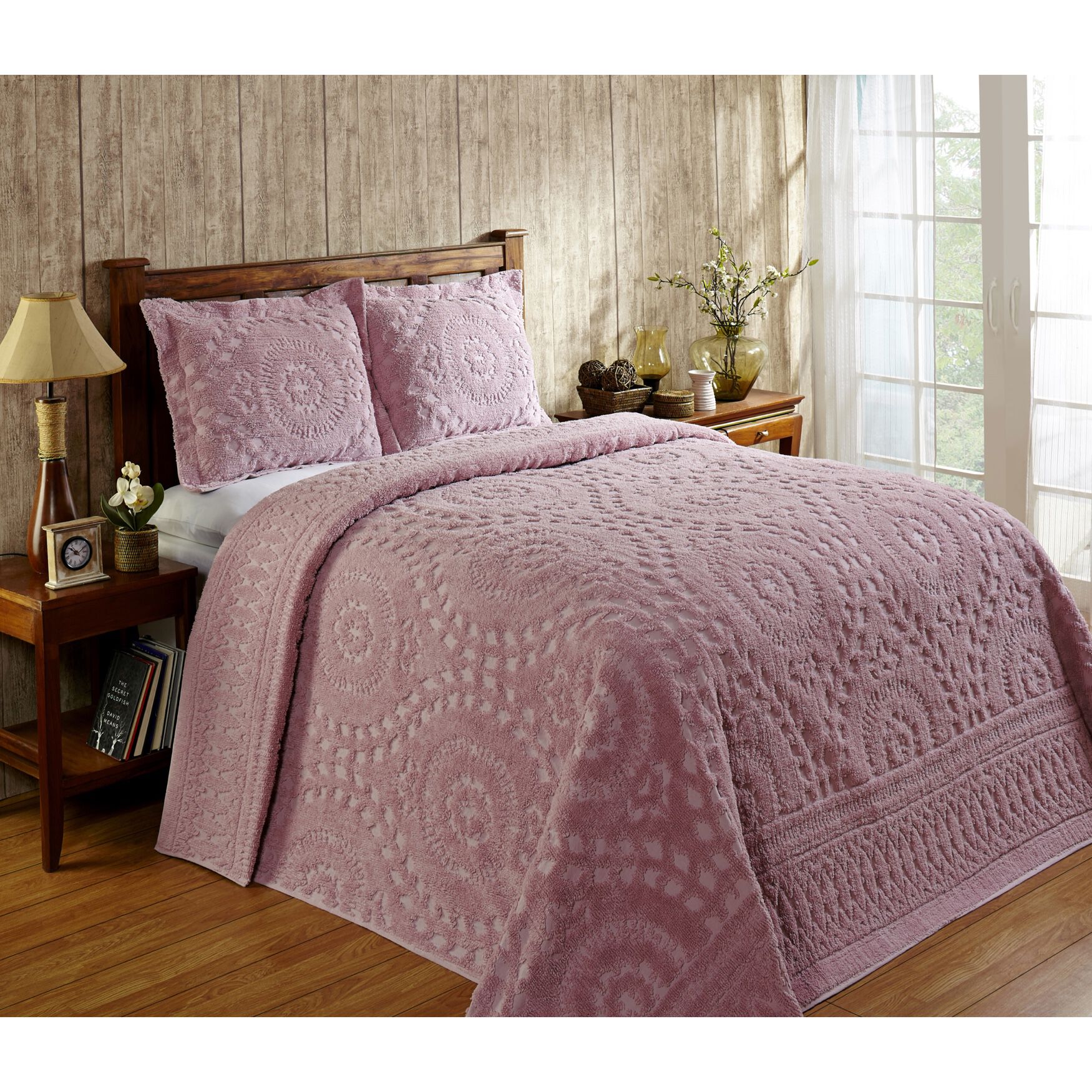 Rio Collection Chenille Bedspread , PINK, hi-res image number 0