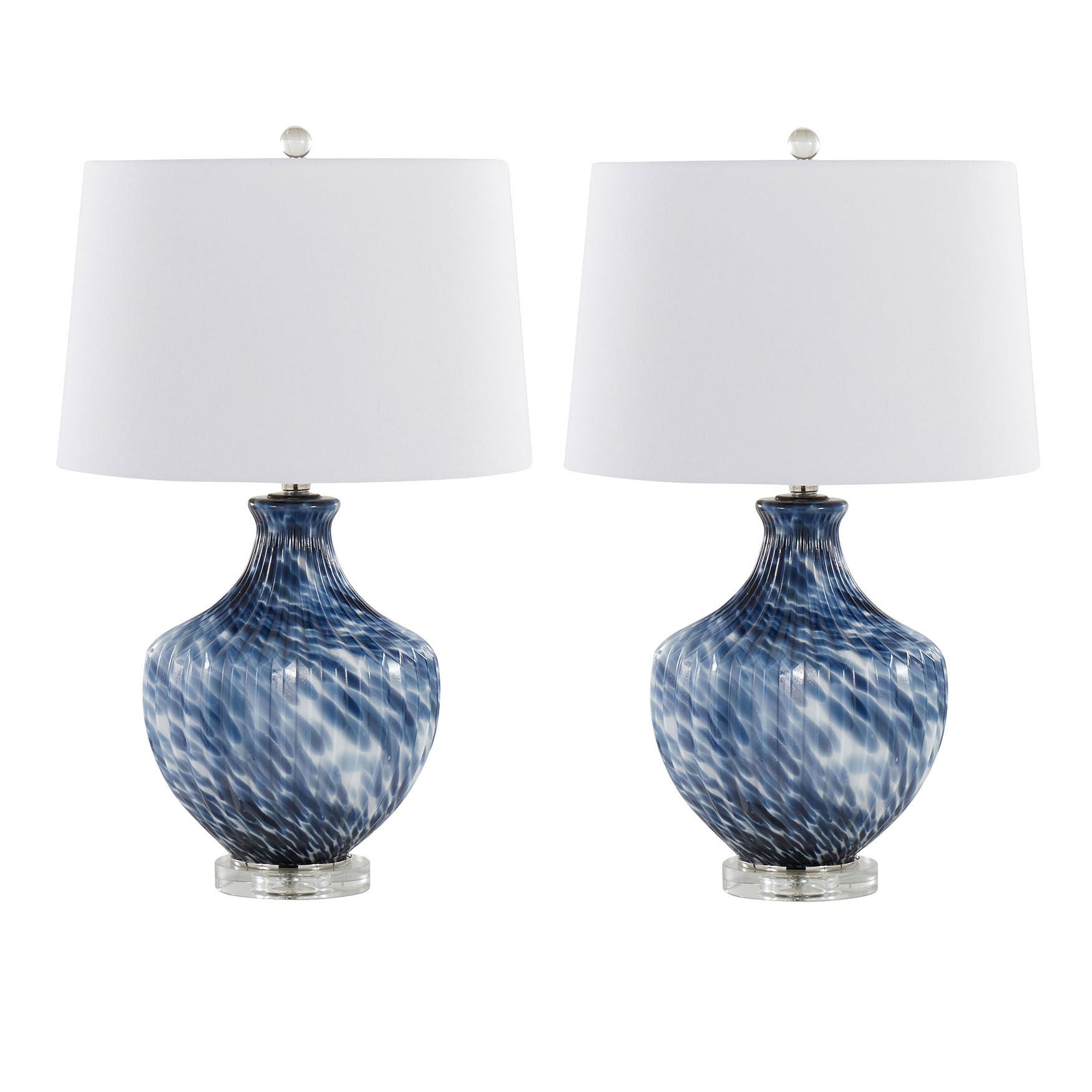 Lotus 27 inches Glass Table Lamp - Set Of 2, , on-hover image number 1