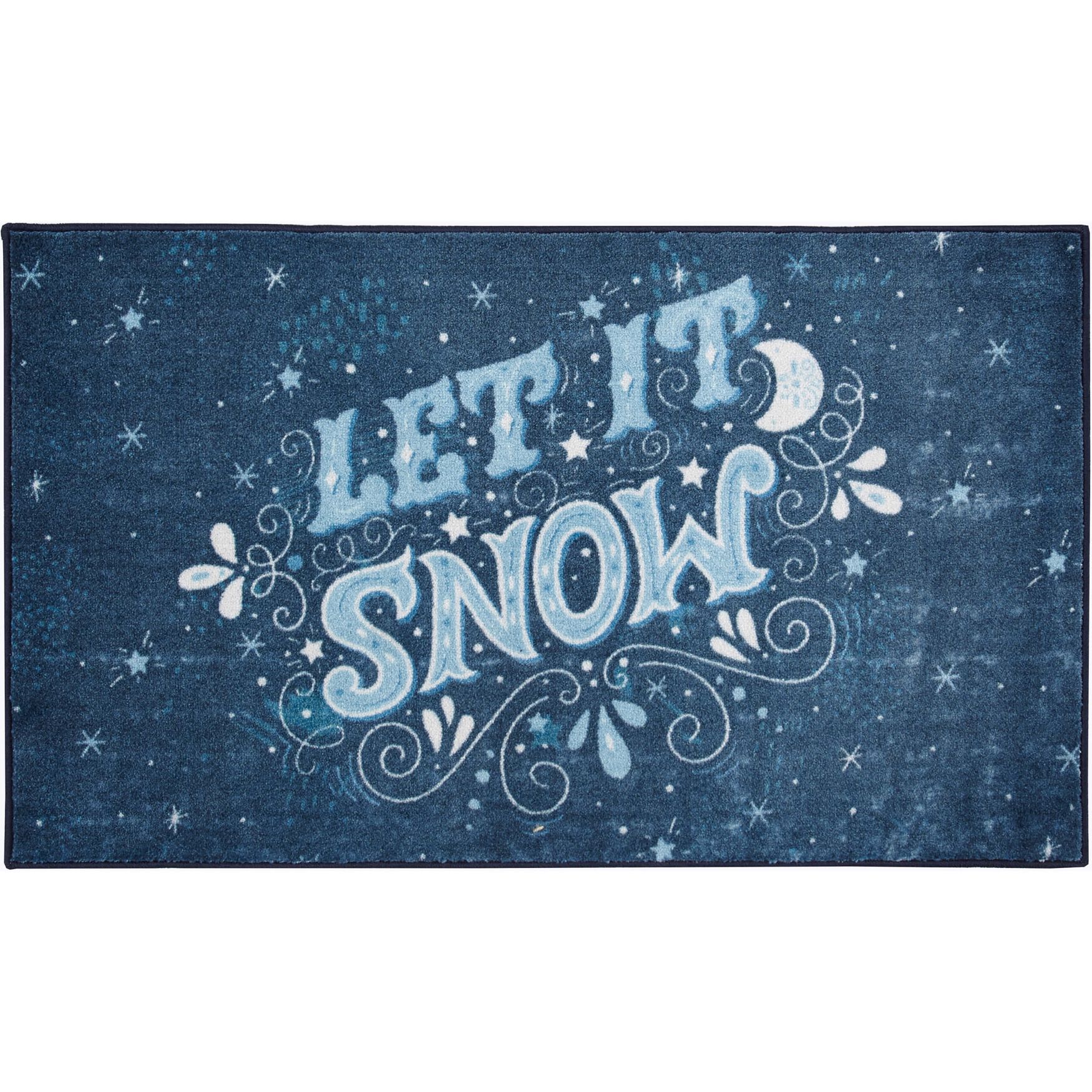 Fashionable Let It Snow Navy Kitchen Rug, Navy | Roaman's