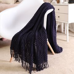 Battilo Home Solid Lightweight Knit Patterned Throws for Sofa Home Decorative Bed Blanket, 50" x 60"