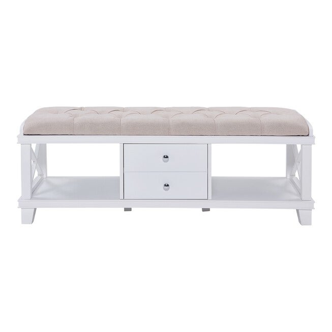 Wyndcliff White Upholstered Storage Bench, , alternate image number 2