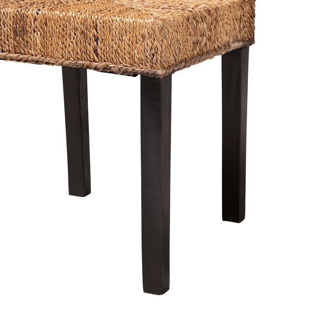 Laymi Modern Bohemian Dark Brown Mahogany Wood And Seagrass Dining Chair, , alternate image number null