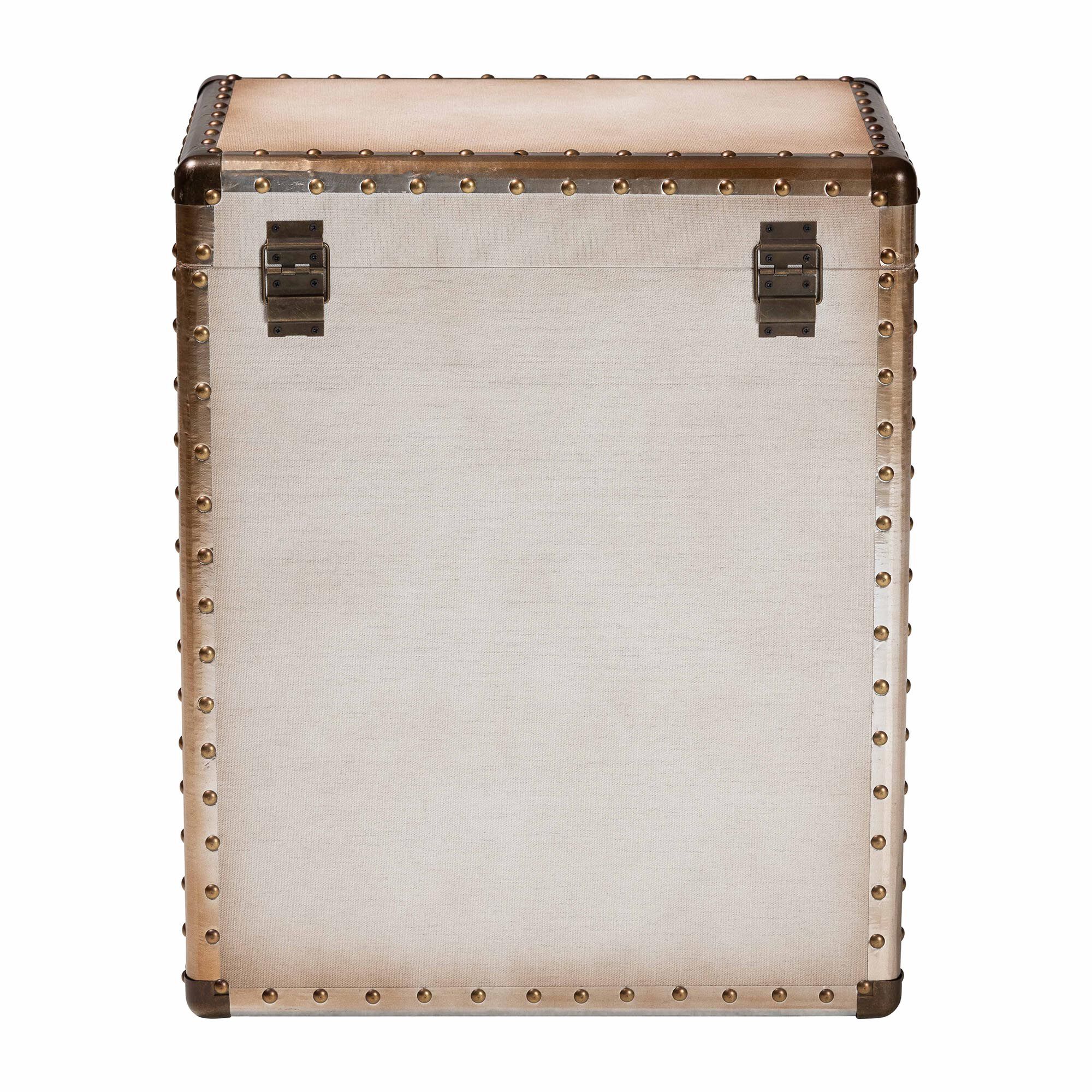 Agatha Vintage Black Canvas 2-Drawer Storage Trunk, BEIGE, alternate image number 5