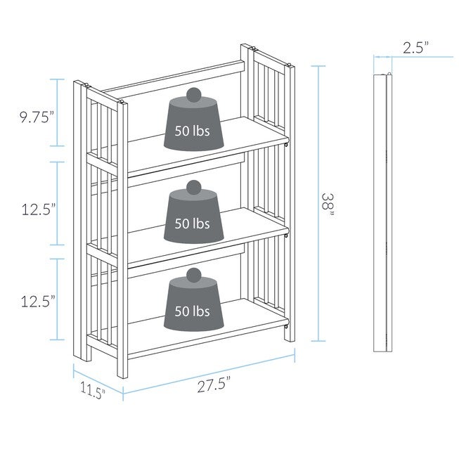 3-Shelf Folding Stackable Bookcase 27.5 inches Wide-Espresso, , alternate image number null