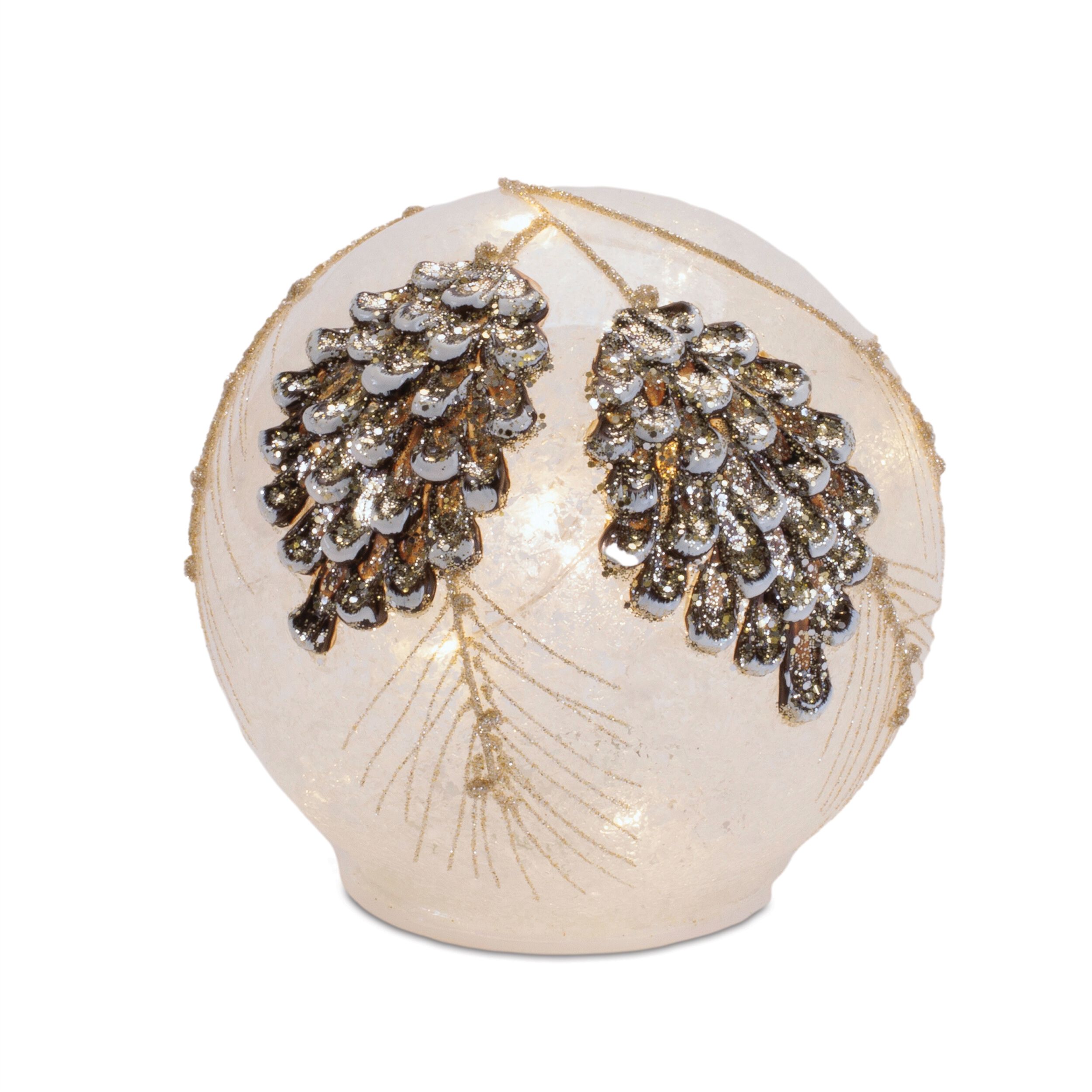 LED Frosted Pine Cone Globe (Set of 2), GOLD CLEAR, alternate image number 4