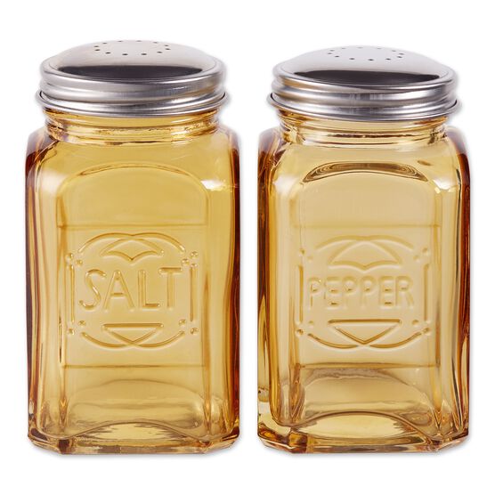 Retro Glass Salt & Pepper Set - Amber, YELLOW, hi-res image number null