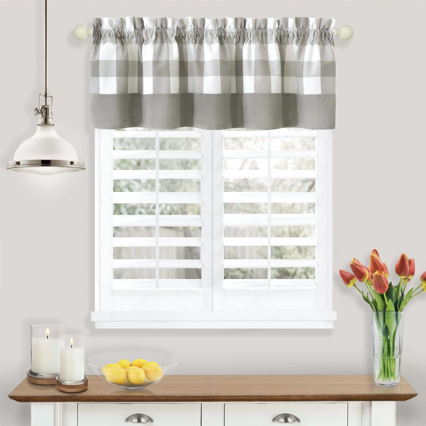 Hunter Window Curtain Valance, GREY, hi-res image number 0