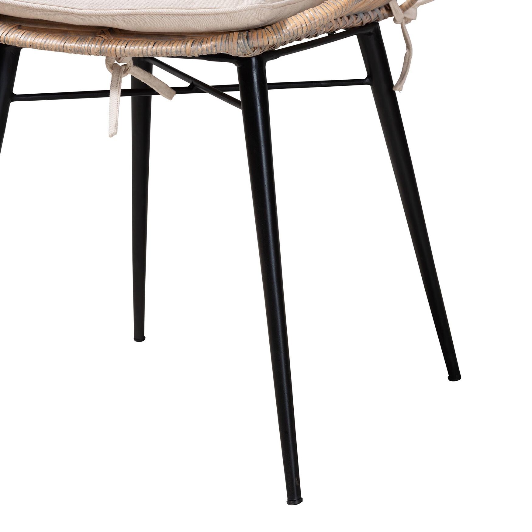 Brenna Modern Bohemian Greywashed Rattan And Black Metal Dining Chair, , alternate image number 4