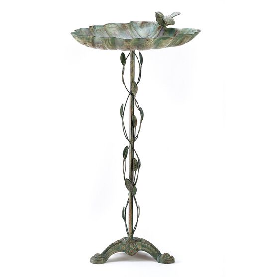 Verdigris Leaf Birdbath, GREEN, hi-res image number null