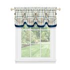 Tattersall Tuck Valance with Buttons - 58x14, NAVY, hi-res image number null