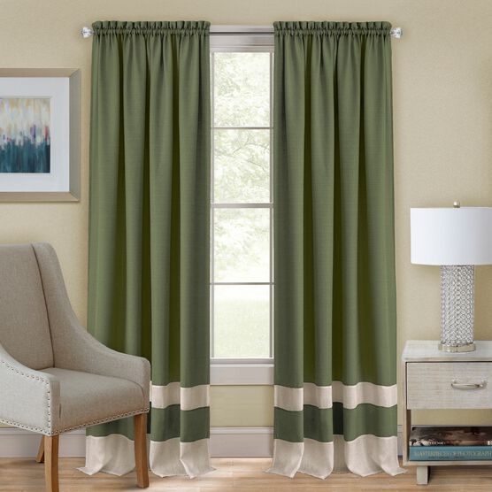 Darcy Rod-Pocket Window Curtain Panel, GREEN CAMEL, hi-res image number null