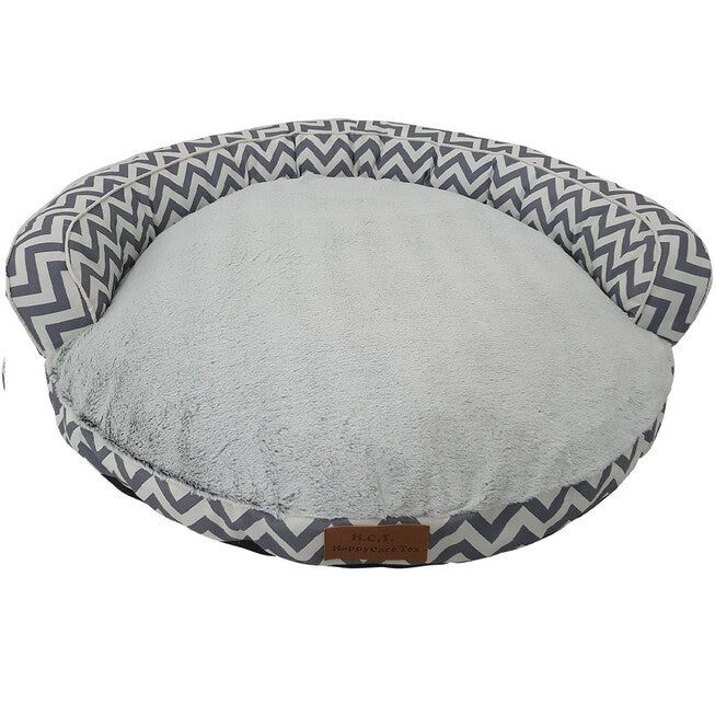 Chevron poly-cotton bolster with detachable faux fur cushion Large Size, , on-hover image number null