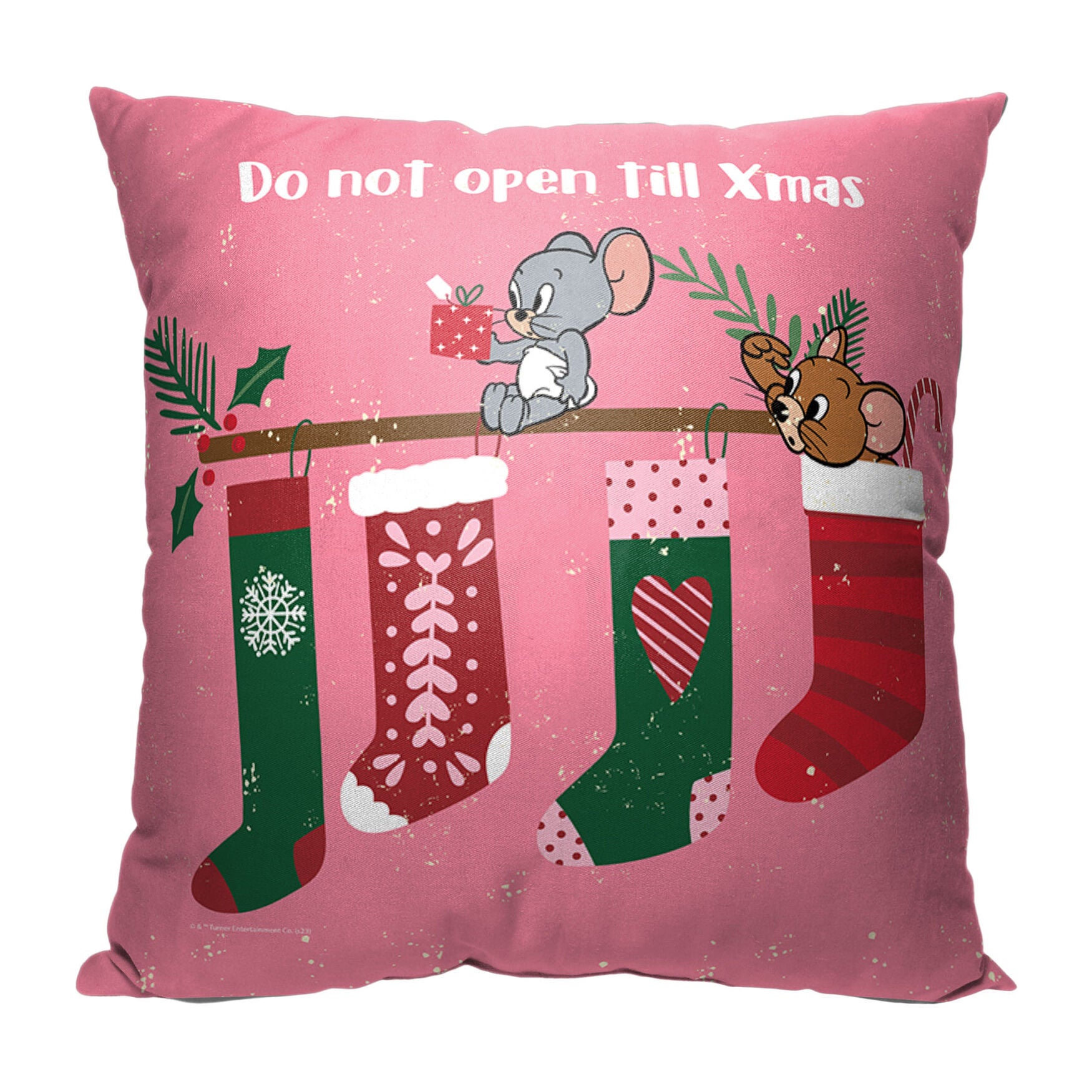 Wb Tom And Jerry Don&rsquo;T Open Till Xmas 18X18 Printed Throw Pillow, , on-hover image number 1