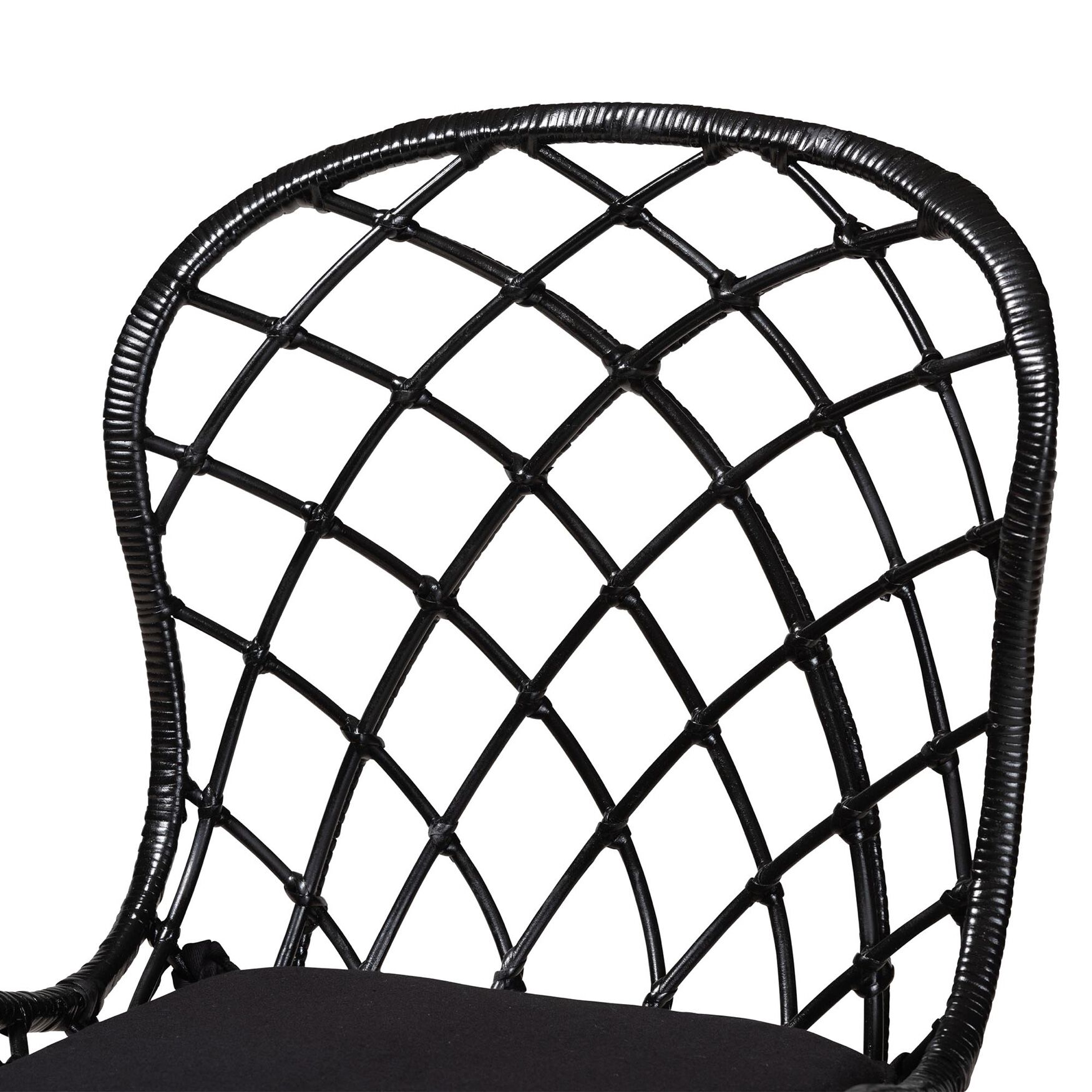 Sabelle Modern Bohemian Black Finished Rattan And Metal Dining Chair, , alternate image number 3