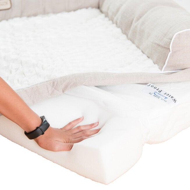 Bolstered Pet Bed Cushion With Memory Foam, Medium Ivory & Beige, , alternate image number null