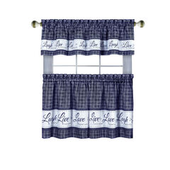 Live, Love, Laugh Window Curtain Tier Pair and Valance Set - 58x36