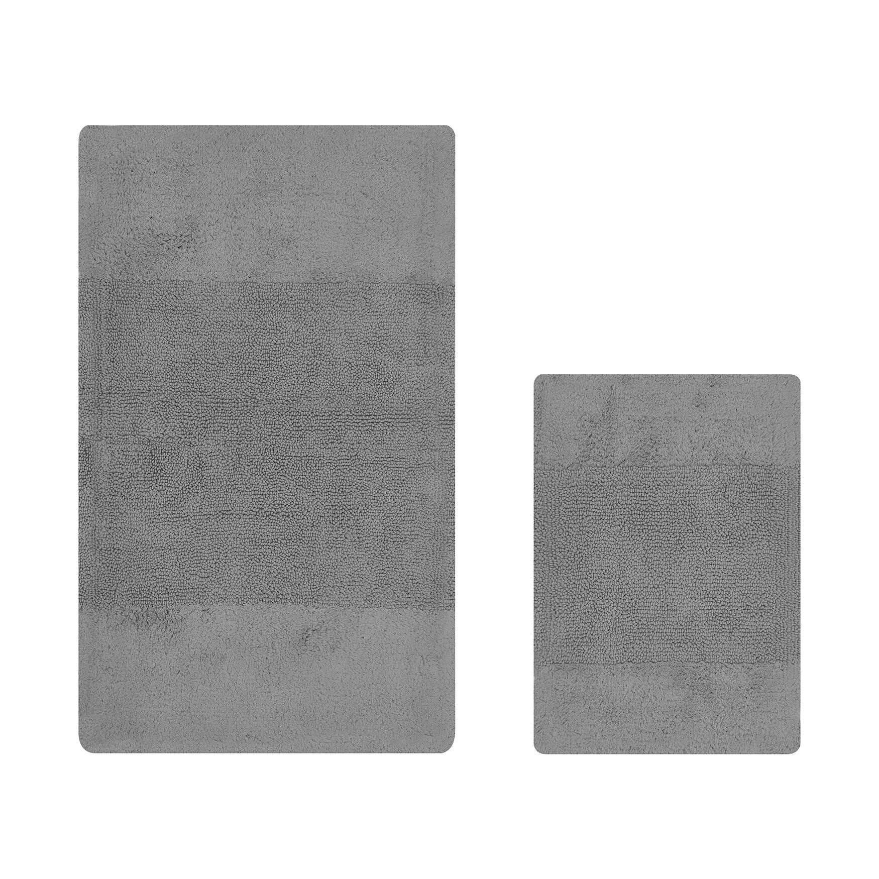 Granada Collection 100% Cotton 2 Piece (17 inches X 24 inches | 24 inches X 40 inches) Bath Rug Set, GRAY, hi-res image number 0