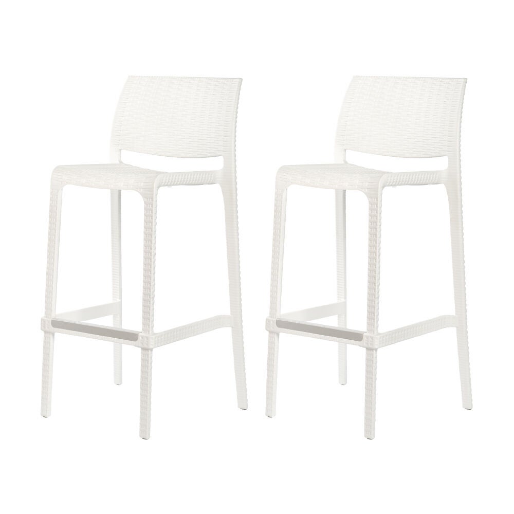 Set of 2 Rue Outdoor Stackable Bar Stools, WHITE, on-hover image number 1