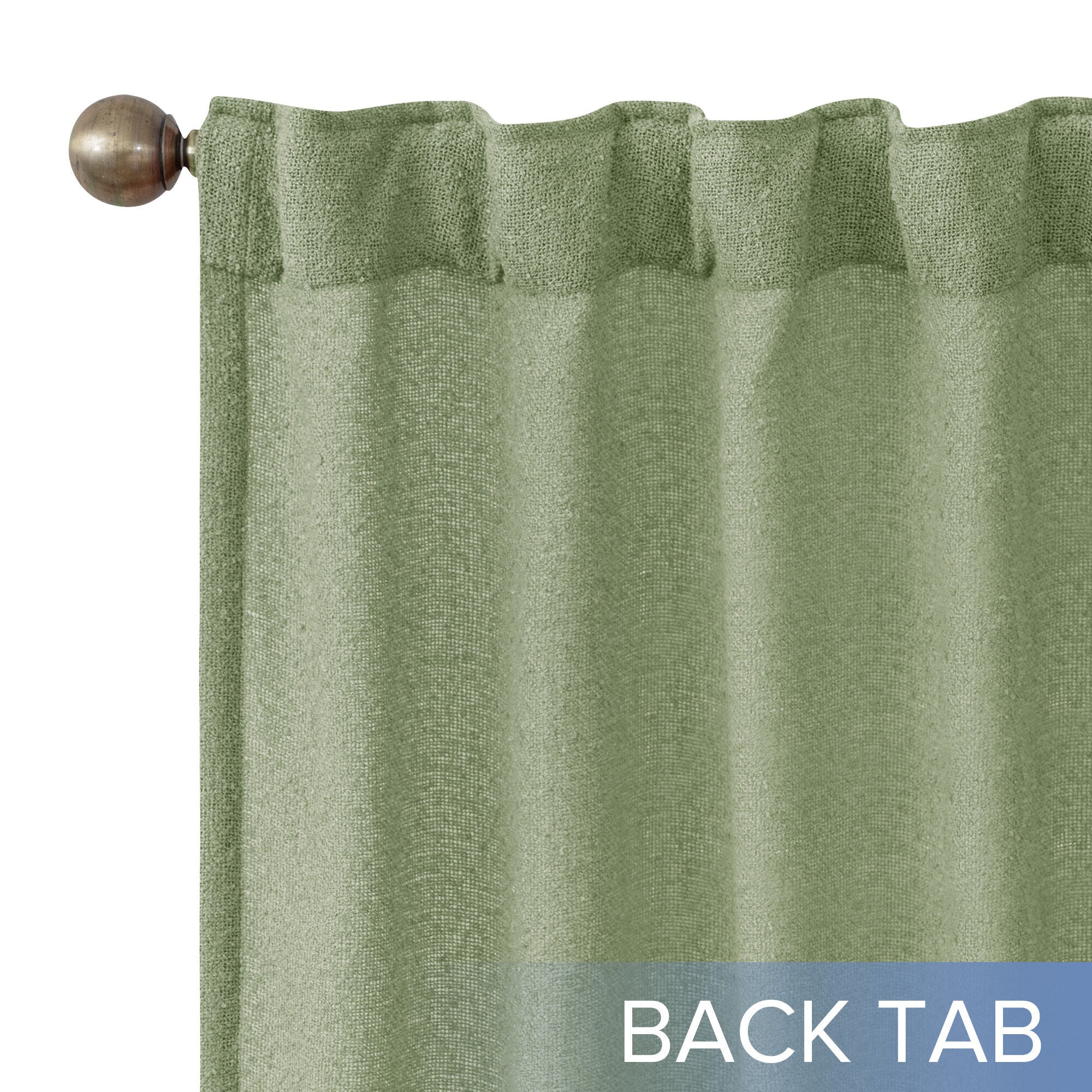 Boucle Sheer Back Tab Single Panel, OLIVE, alternate image number 2