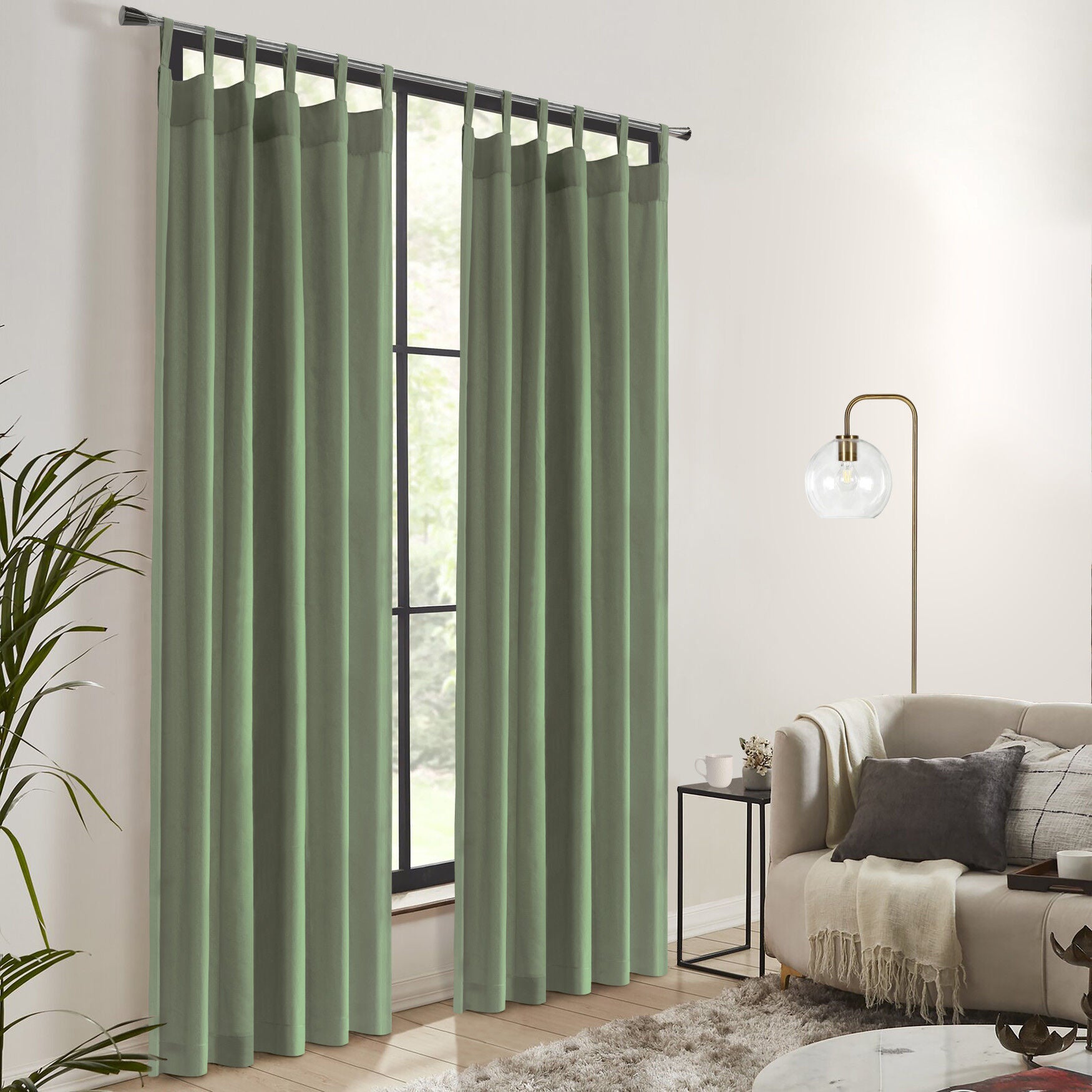 Weathermate Topsions Room Darkening Curtain Panel Pair, SAGE, hi-res image number 0